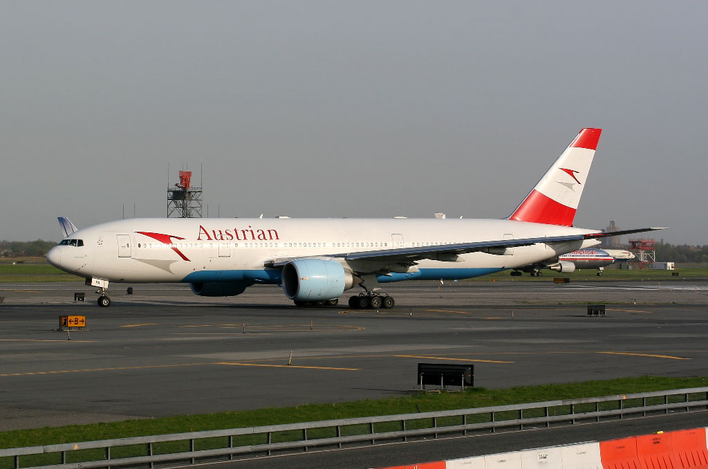 Austrian 777-200 taxiing at JFK