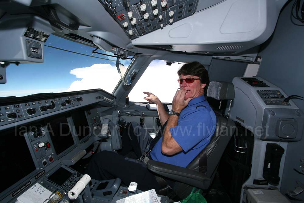 Ward in E-190 cockpit