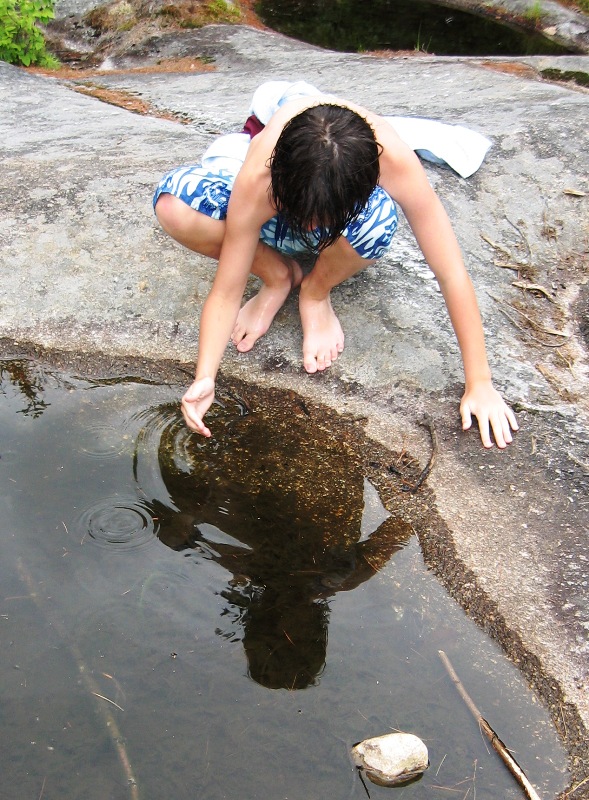 Josh catching tadpoles