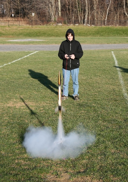 Sean launches the helicopter