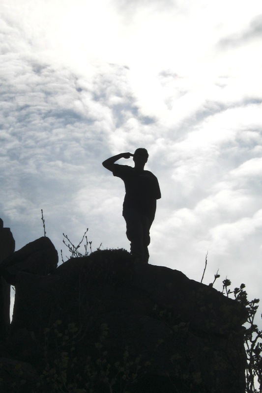 Scott saluting