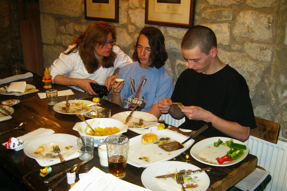 Dinner in kitchen