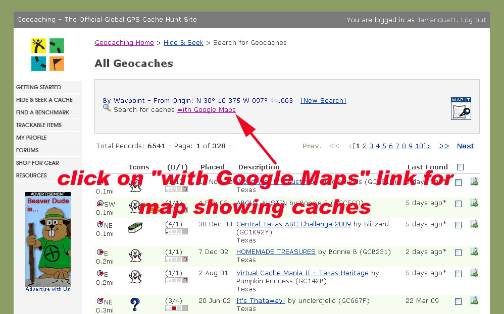 Click on with Google Maps