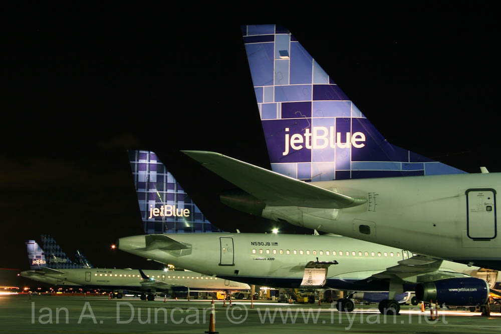 JetBlue tails at night