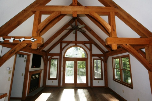 Living room looking towards sliding doors and porch