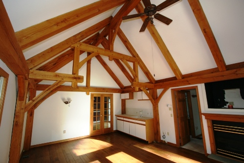Living room looking towards sliding doors and porch