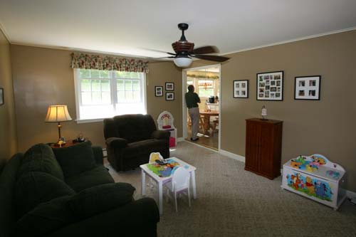 Family room looking towards kitchen